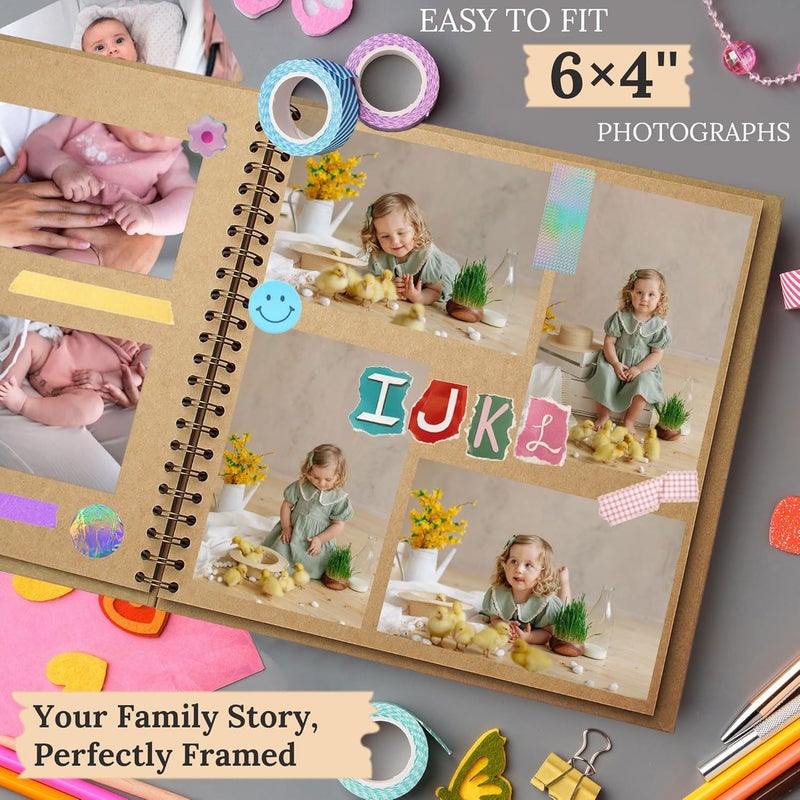Hiwhy Scrapbook 12x12 Inch DIY Scrapbook Album Hardcover Kraft Paper Scrap Book Photo Albums 100 Pages Perfect for 4x6 / 5x7 / 6x8 Photos Memory Book for Family, Wedding - Image 5